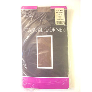 Vintage Casual Corner Taup Size B Pantyhose Control Top Sandalfoot Silken Sheer